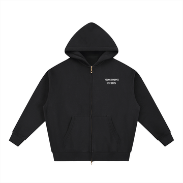 Young Shqipes Oversized Fleece Boxy Zip Up Hoodie